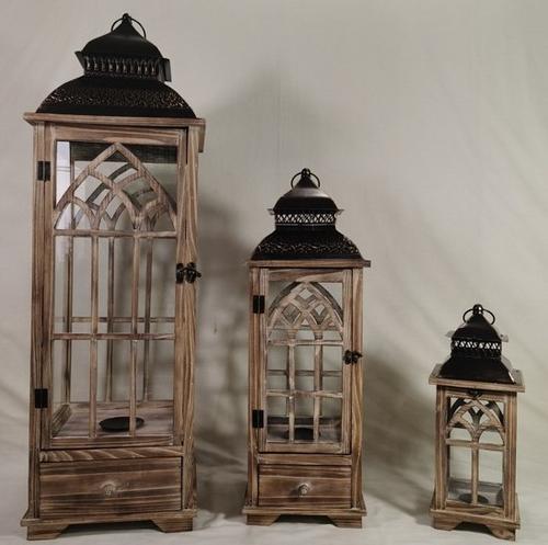 Lampáš hnedý veľký drevo / kov