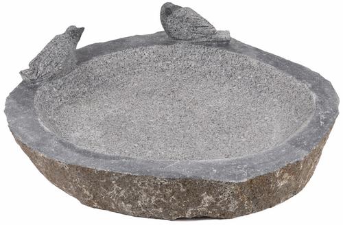 Kamenné napájadlo s 2 vtáčikmi tmavé, L40 cm